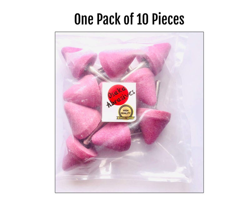 OSAKA ABRASIVE Conical Mounted Point Size 32 X 32 X 6 Mm Shank, Pack of 10 Pcs (Pink) - Image 3