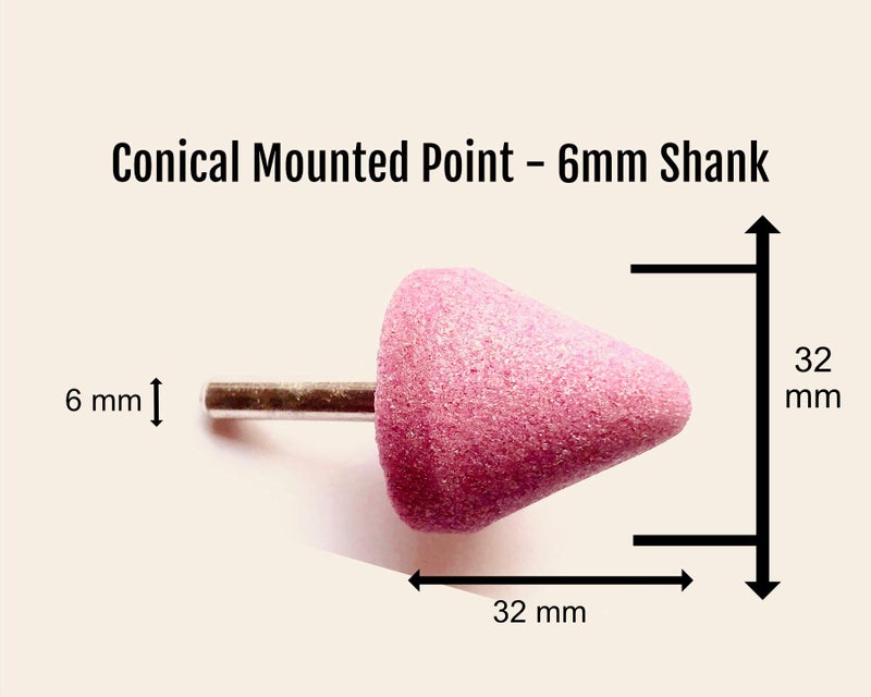 OSAKA ABRASIVE Conical Mounted Point Size 32 X 32 X 6 Mm Shank, Pack of 10 Pcs (Pink) - Image 2