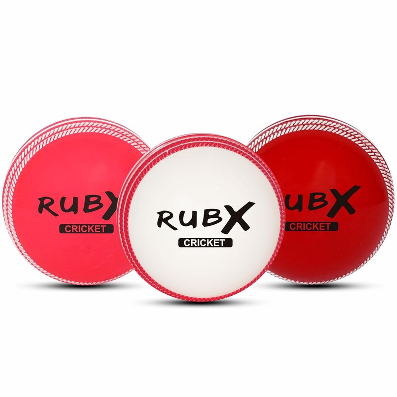 RUBX كرات كريكيت هوائية PVC T-20 للتدريب 110 جرام (متعددة الألوان) - عبوة من 3 - Image 1