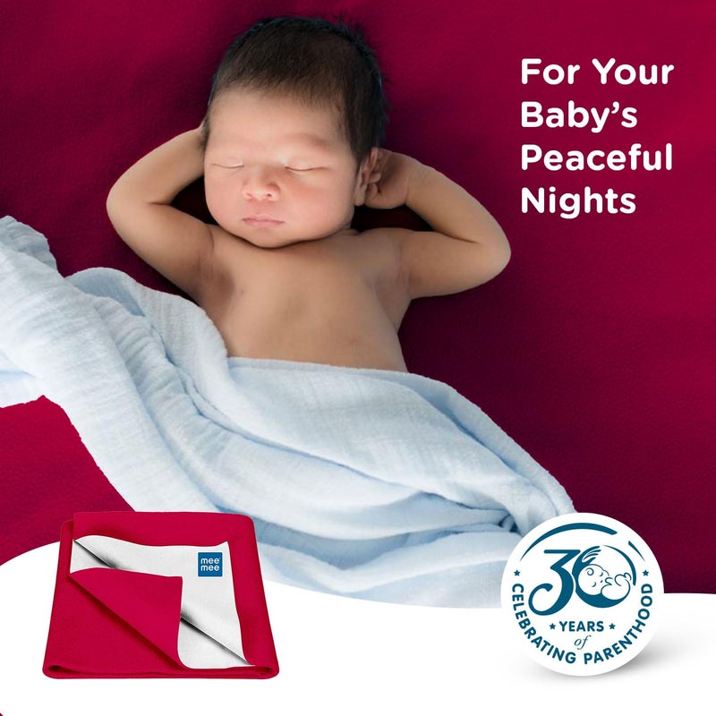 Mee Mee Reusable Water Proof Cotton Bed Protector Sheet/Extra Absorbent Mat/Dry Sheets/Urine Sheet/Dry Mat (140CmX220Cm) (X-Large, Dark Pink) - Image 4