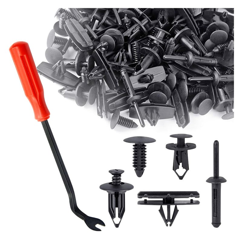 120PCS 6 in 1 Car Bumper Retainer Clips Grille Fenders Liner PushType Plastic Rivets with Fastener Remover Compatible with Jeeps Wrangler Chrysler Dodge Ram Replace 650359865026256506007AA