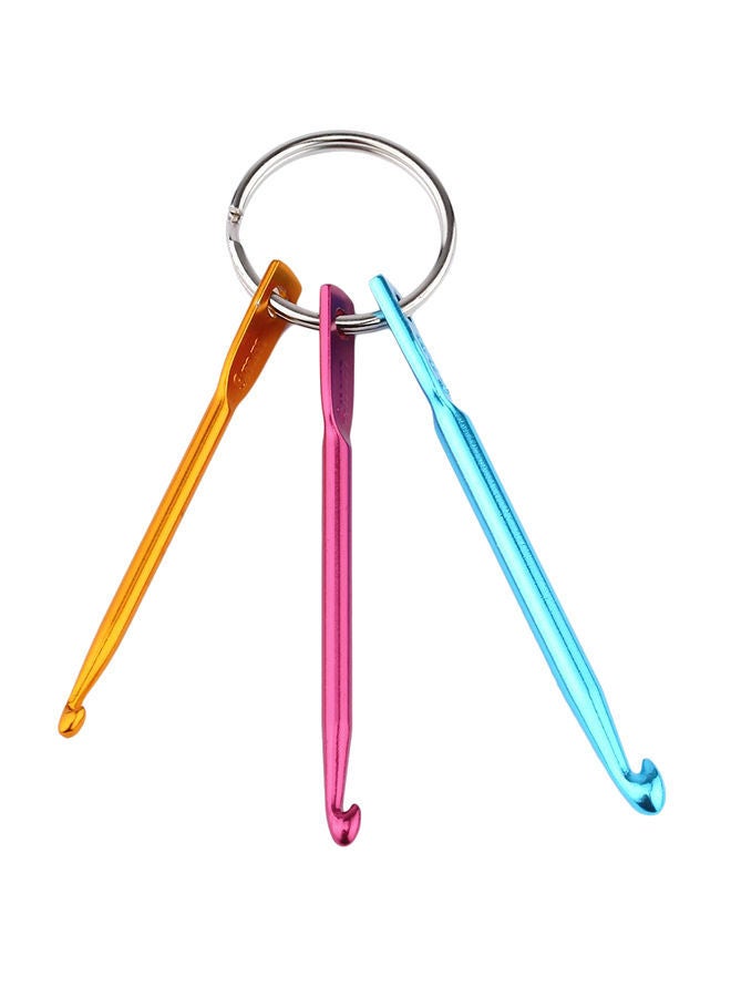 NIBEMINENT Aluminum Crafts Knitting Crochet Hook With Key chain Blue/Red/Yellow - Image 1