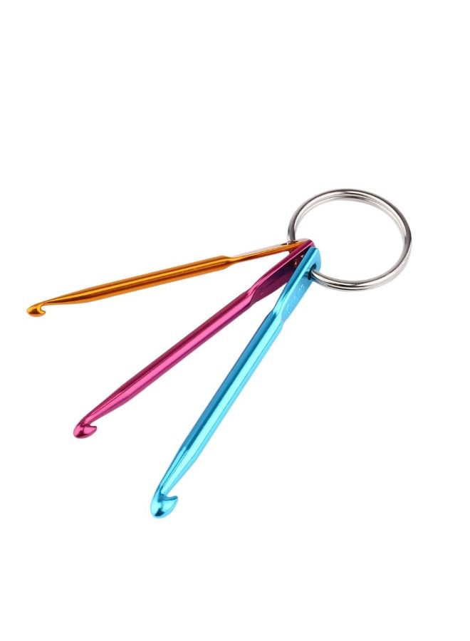 NIBEMINENT Aluminum Crafts Knitting Crochet Hook With Key chain Blue/Red/Yellow - Image 2