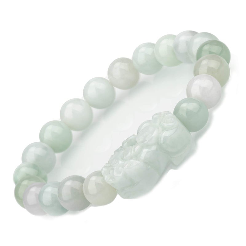 ZenBless Fengshui Wealth Prosperity White Real Jade Bracelet For Women Men 10mm Bead with Pi Xiu/Pi Yao Attract and Good Luck Light Green - Image 1