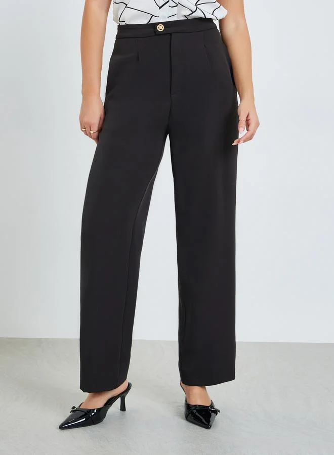 تايك تو بنطال سادة بأرجل واسعة