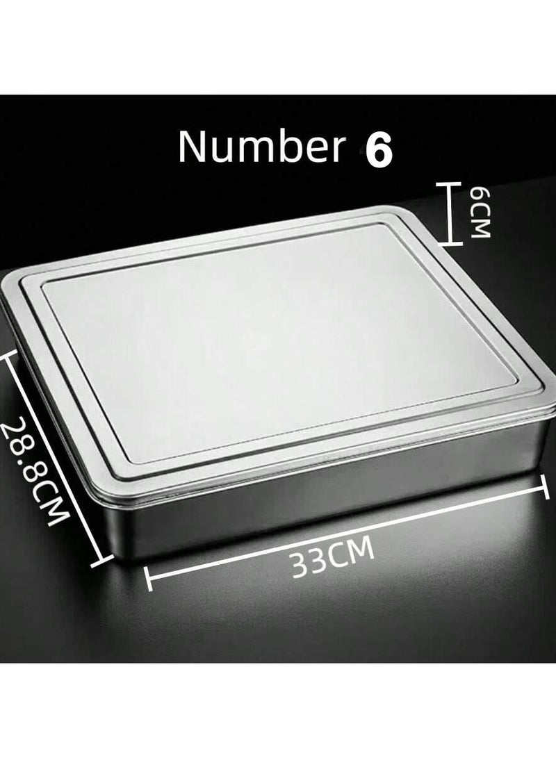 Stainless Steel Square Serving Tray with Lid – Multifunctional, Deep, and Thickened – Ideal for Baking, Tiramisu, Pastries, Roasted Fish, Grilled Meats, Steaming, and Storing Food – Perfect for Kitchen, Parties, Restaurants, and Outdoor Events  - Image 5