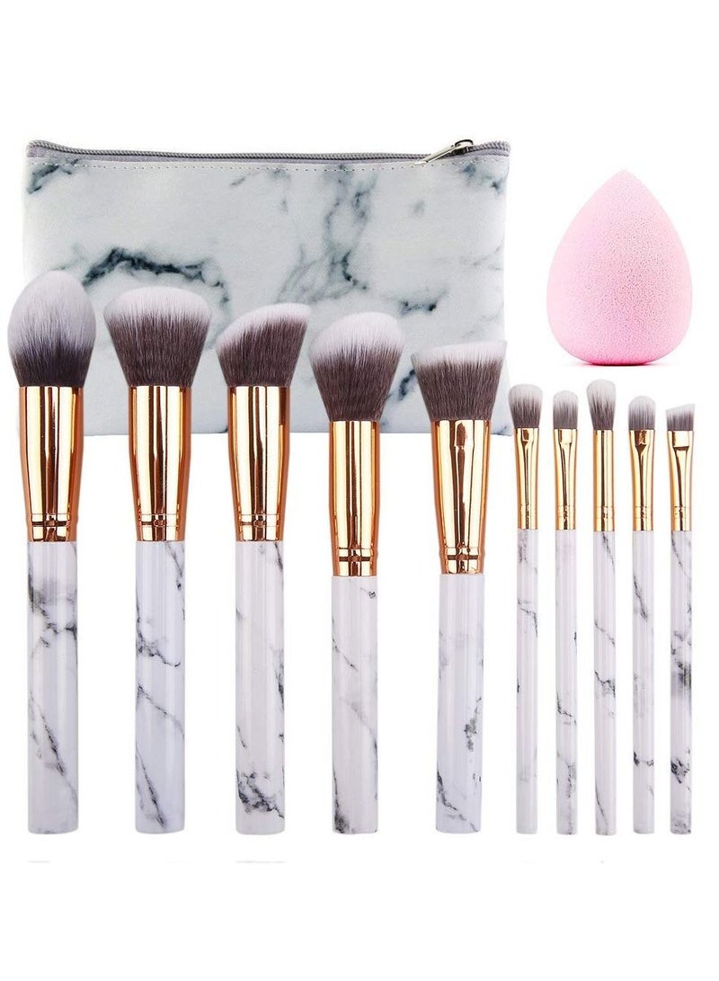 ORiTi 10 PCS Makeup Brushes Set Professional Marble Make Up Brushes Set - Image 1