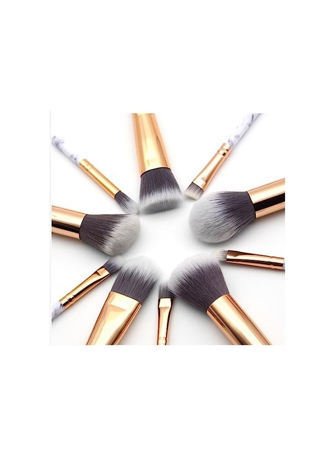 ORiTi 10 PCS Makeup Brushes Set Professional Marble Make Up Brushes Set - Image 2