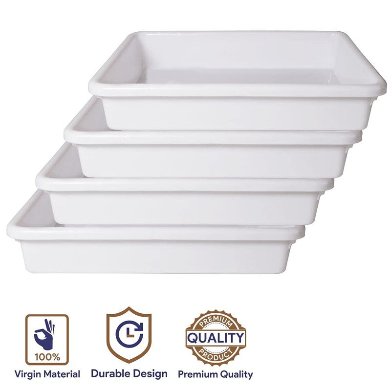 Wonder صينية بلاستيكية متوسطة من وندر هوم وير إكسل للمنزل/المطبخ/المكتب، مجموعة من 4، 4.5 لتر، لون أبيض - Image 3