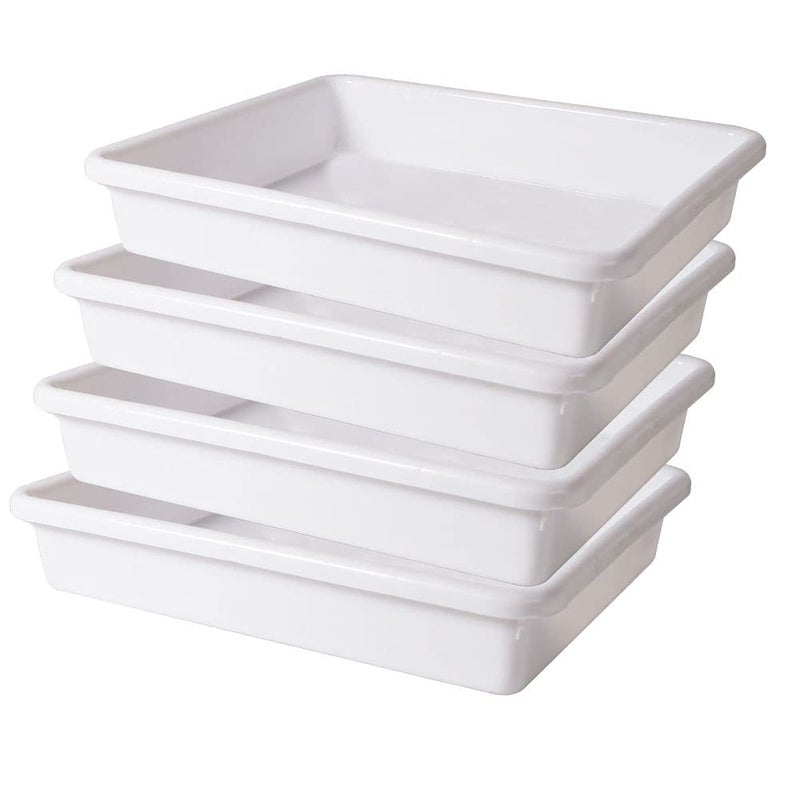 Wonder صينية بلاستيكية متوسطة من وندر هوم وير إكسل للمنزل/المطبخ/المكتب، مجموعة من 4، 4.5 لتر، لون أبيض - Image 1