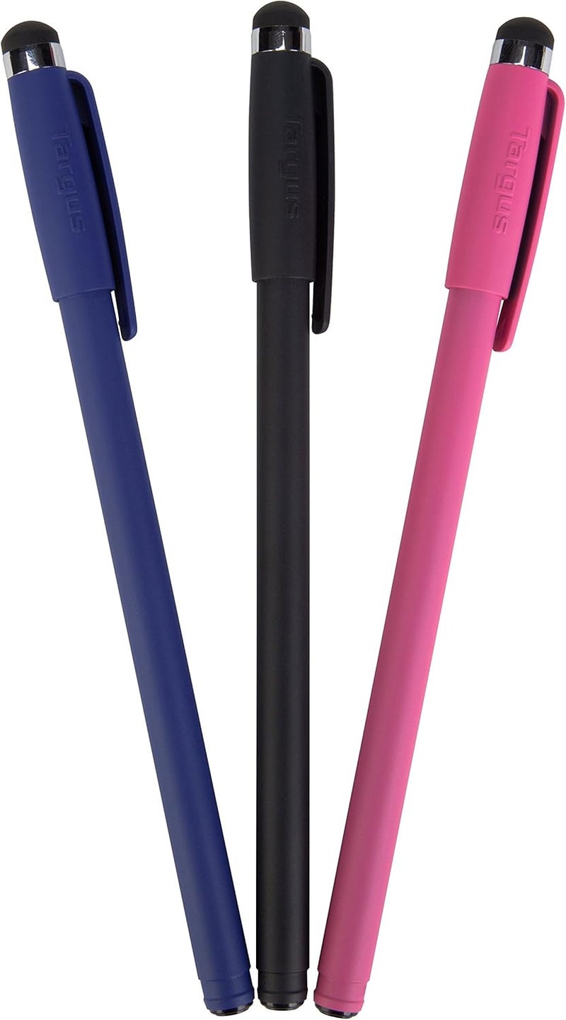 Stylus Pen for Tablets, Apple iPads, Samsung Galaxy, and ALL Touchscreen devices with Slim Durable Rubber Tip - 3 Pack - Black/Blue/Red (AMM0601TBUS)