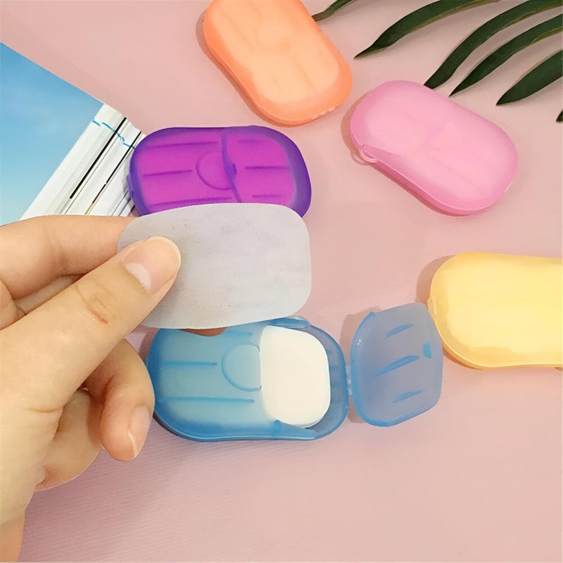 Disposable Mini Paper Soap Sheets - Travel Ready - Perfect for Hand Washing and Bathing, This Scented Soap is Perfect for Indoor and Outdoor Use, 5 Pack Included for On-the-Go Freshness!