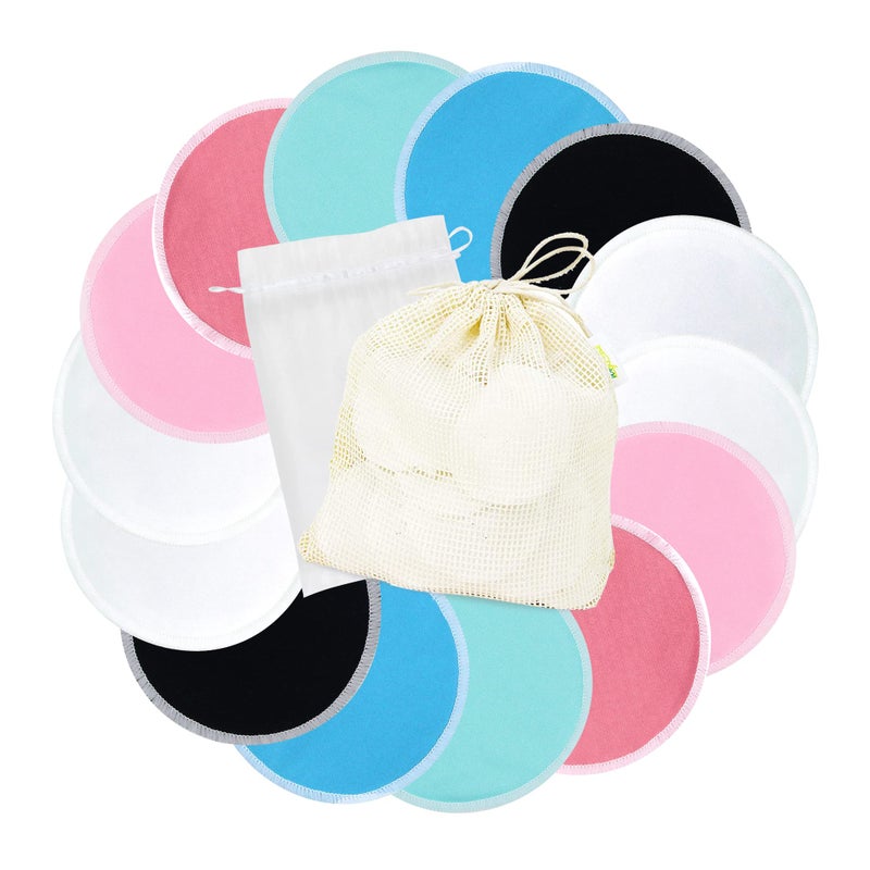 Wegreeco Nursing Breast Pads (14 Pack) + Laundry Bag & Travel Storage Bag, 4.7 inch Option - Washable & Reusable Breastfeeding Nursing Pads (Gentle, Large, Daytime Use) - Image 1