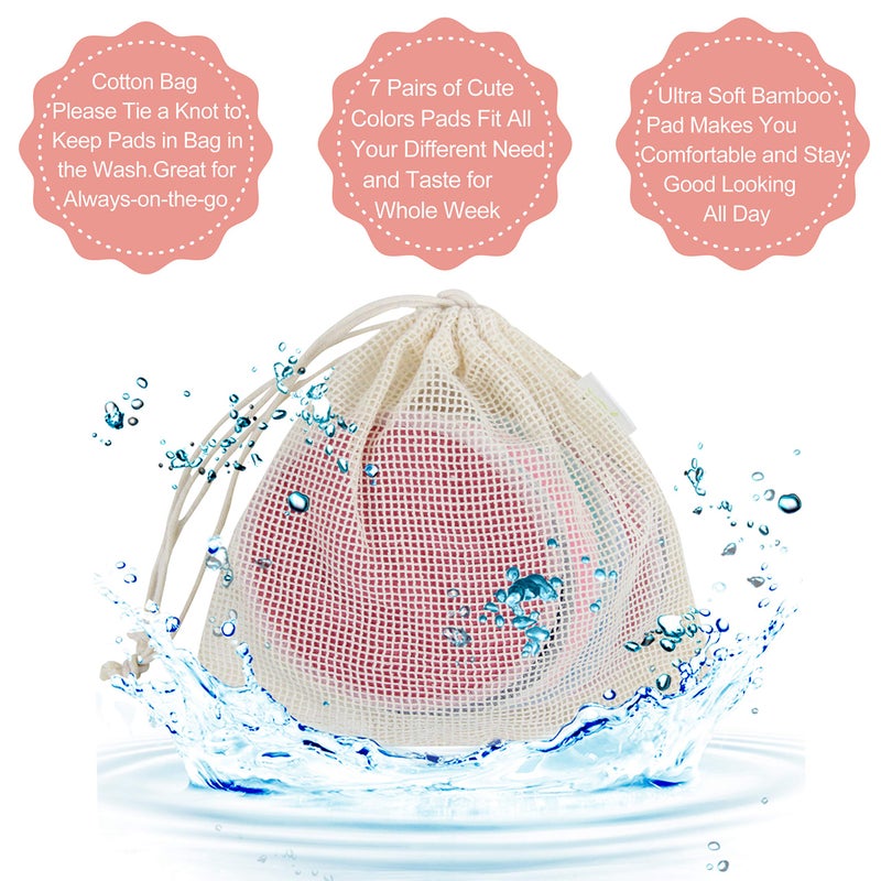 Wegreeco Nursing Breast Pads (14 Pack) + Laundry Bag & Travel Storage Bag, 4.7 inch Option - Washable & Reusable Breastfeeding Nursing Pads (Gentle, Large, Daytime Use) - Image 2