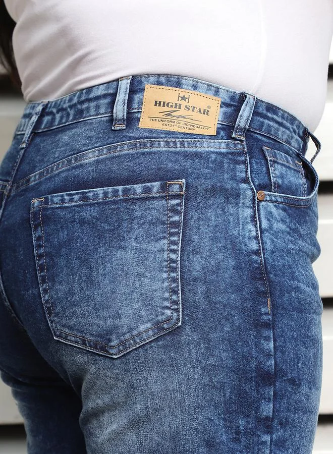 HIGH STAR Plus Size Slim Fit High Rise Clean Look Faded Jeans by Styli