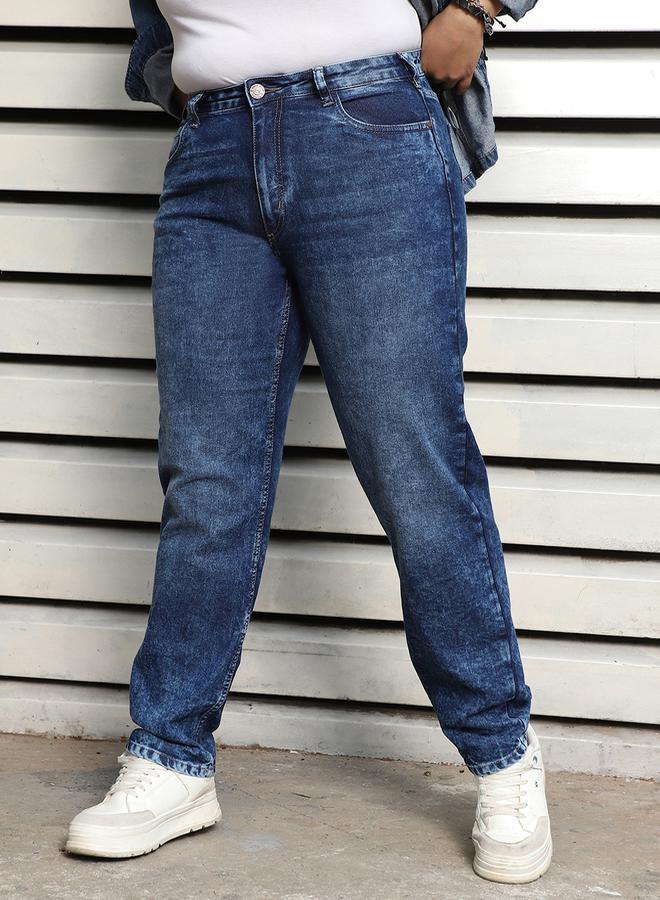 HIGH STAR Plus Size Slim Fit High Rise Clean Look Faded Jeans by Styli - Image 2