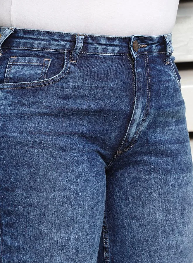 HIGH STAR Plus Size Slim Fit High Rise Clean Look Faded Jeans by Styli