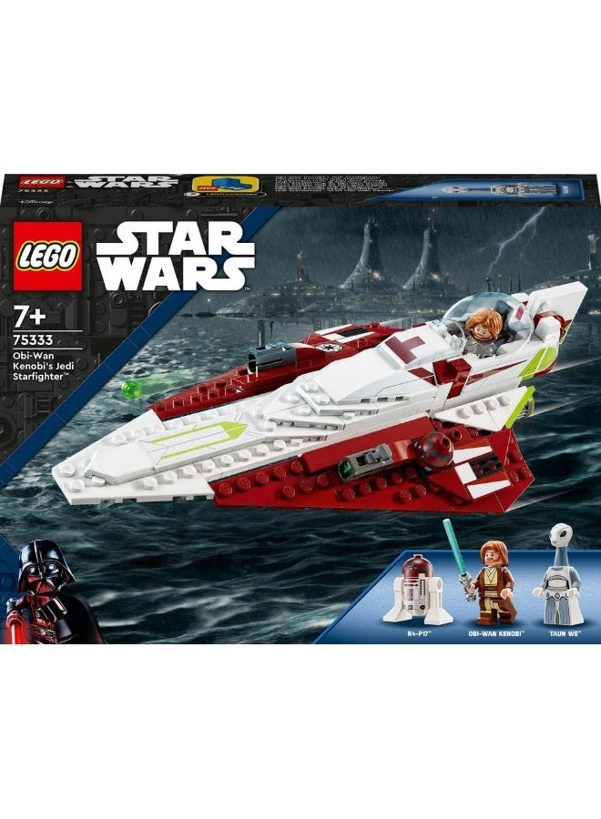 LEGO 75333 Star Wars Obi-Wan Kenobi’s Jedi Starfighter, Buildable Toy with Taun We Minifigure, Droid Figure and Lightsaber, Attack of the Clones Set - Image 3