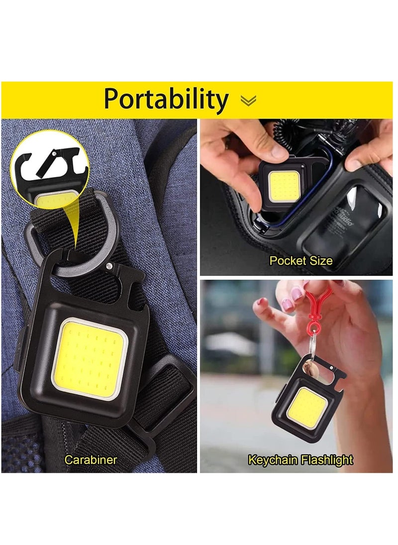 ELTRAZONE - Small COB Work Light, Rechargeable Mini Flashlight 800 High Lumens 4 Light Modes, Pocket Led Flashlight with Folding Bracket Bottle Opener and Magnet Base for Running, Fishing - Image 1