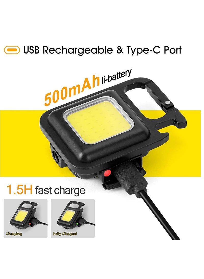 ELTRAZONE - Small COB Work Light, Rechargeable Mini Flashlight 800 High Lumens 4 Light Modes, Pocket Led Flashlight with Folding Bracket Bottle Opener and Magnet Base for Running, Fishing - Image 1