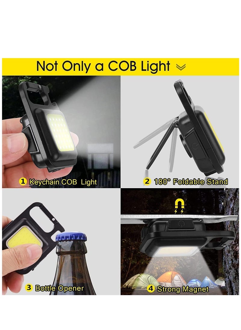 ELTRAZONE - Small COB Work Light, Rechargeable Mini Flashlight 800 High Lumens 4 Light Modes, Pocket Led Flashlight with Folding Bracket Bottle Opener and Magnet Base for Running, Fishing - Image 1