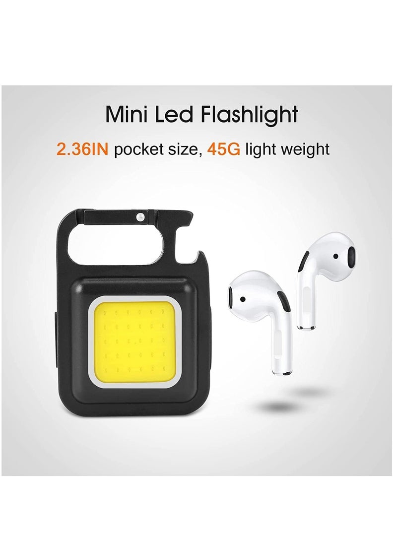 ELTRAZONE - Small COB Work Light, Rechargeable Mini Flashlight 800 High Lumens 4 Light Modes, Pocket Led Flashlight with Folding Bracket Bottle Opener and Magnet Base for Running, Fishing - Image 1