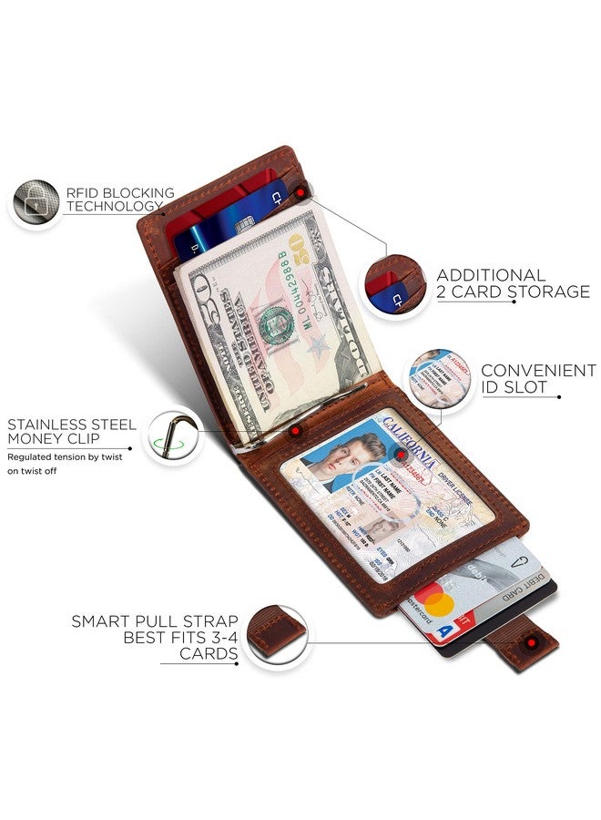 SERMAN BRANDS RFID Blocking Slim Bifold Genuine Leather Minimalist Front Pocket Wallets for Men with Money Clip Thin Mens (Canyon Red 1.0) - Image 3