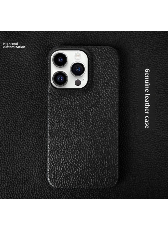 Generic - For Iphone 15 Mobile Phone Case 12 Genuine Leather 14 Half Pack 13 Protective Case For Xiaomi Samsung For Huawei Mobile Phone Protective Case 16-Color:Black-Applicable Model:For Iphone 11 Pro Max - Image 1