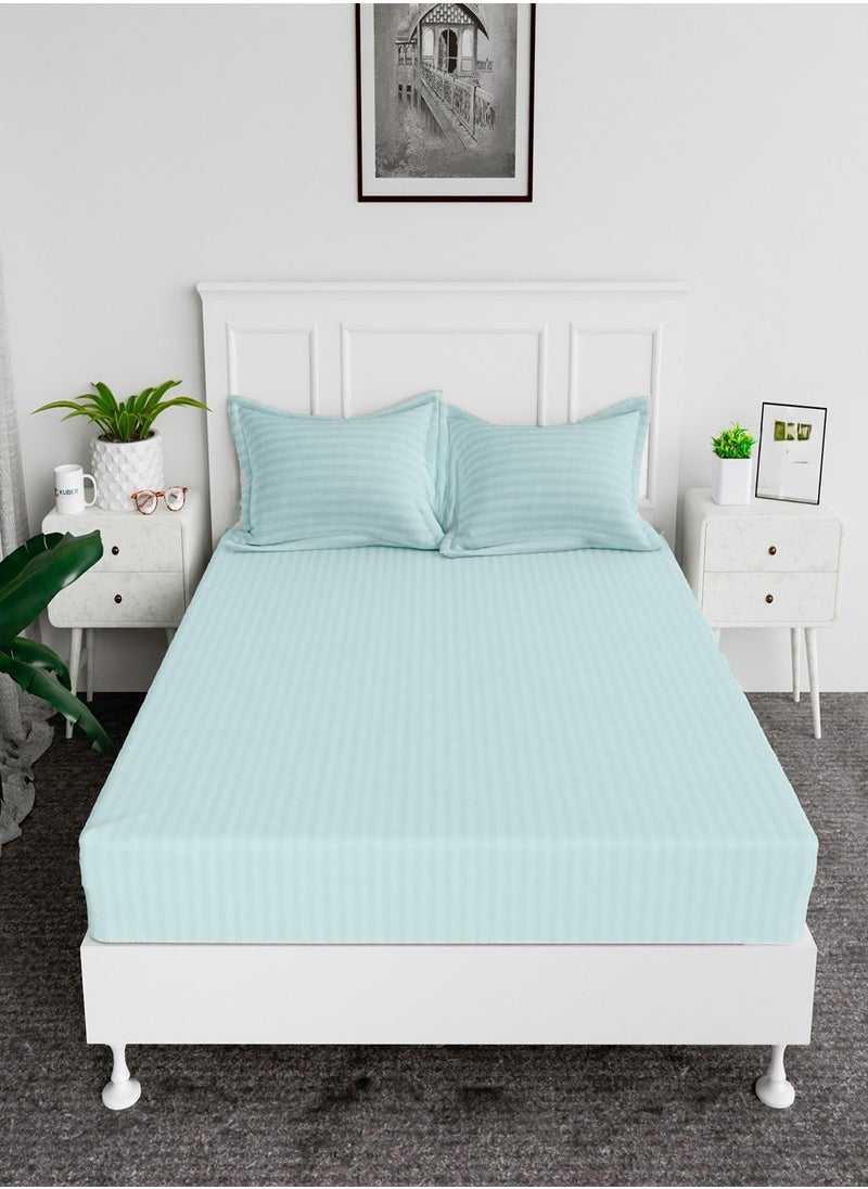 Fitted Bed Sheet +2Pcs Pillow Covers, King/Queen/Double/Single Sizes, Color Sky Blue - pzsku/Z3C4CFDBD65EBF3D9B051Z/45/_/1732830200/a966615e-cc41-4485-be1e-a1b293af3129