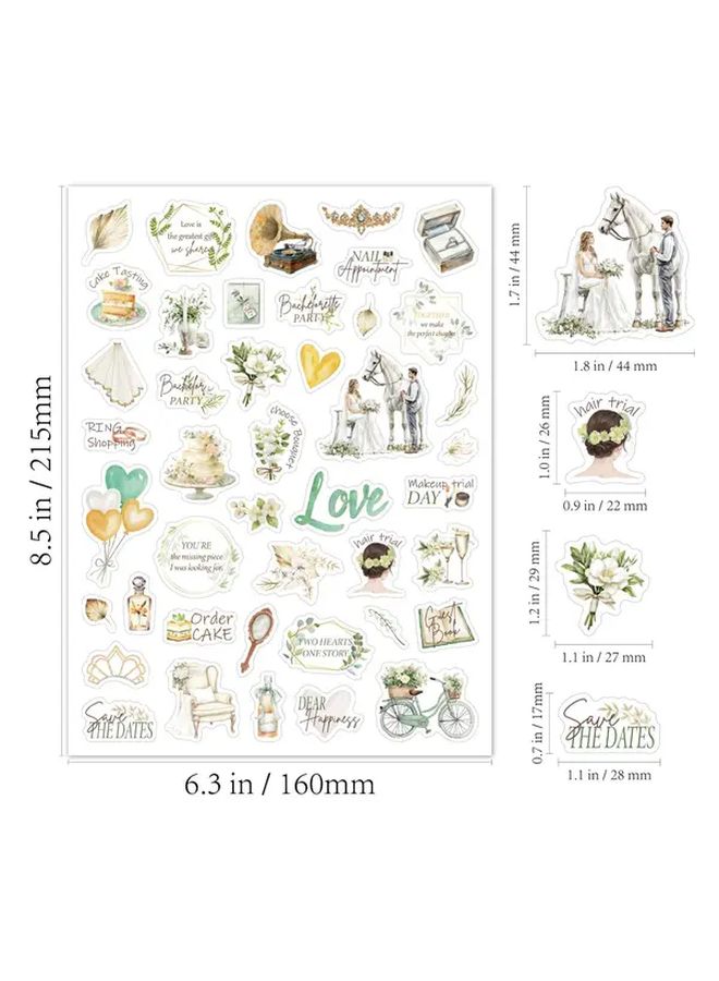 6 Sets of Pink Self Adhesive Wedding Stickers Elegant Heart And Floral Pattern Love Quote Decorations For Scrapbooking Invitations Diy Crafts Gifts - Image 5