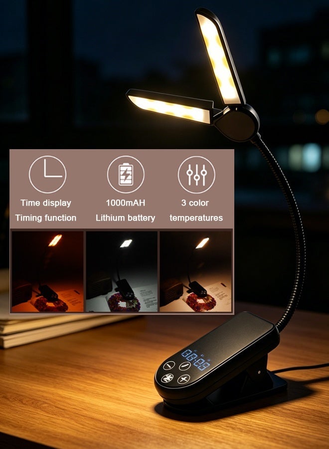 LOKIPA LED Rechargeable Book Light for Reading in Bed- Eye Caring 3 Color Temperatures, Stepless Dimming Brightness, 80 Hrs Runtime, Lightweight Flexible Clip on Light for Book Lovers - Image 1