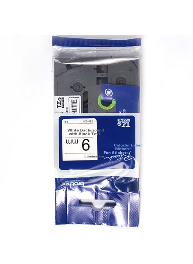 Tze-221 9mm White On Black Label Tape (compatible With All Pt Series)