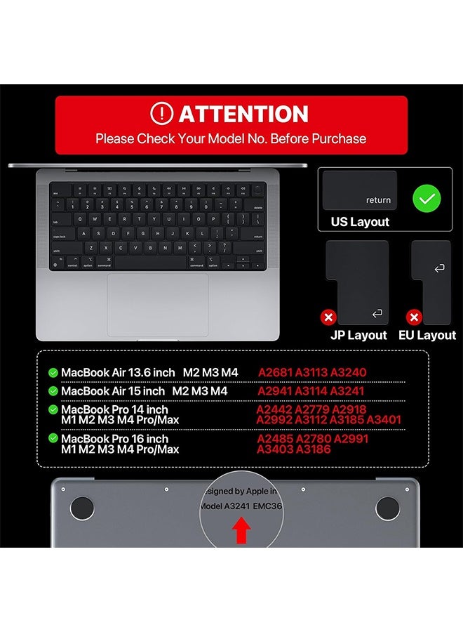 Premium Keyboard Cover Protector, Ultra Thin Keyboard Skin for M2 M3 M4 MacBook Air 15", M2 M3 M4 MacBook Air 13.6", 2024 2023 2022 2021 MacBook Pro 14" 16" M4 M3 M2 M1 Chip Pro/Max(grey) - Image 3