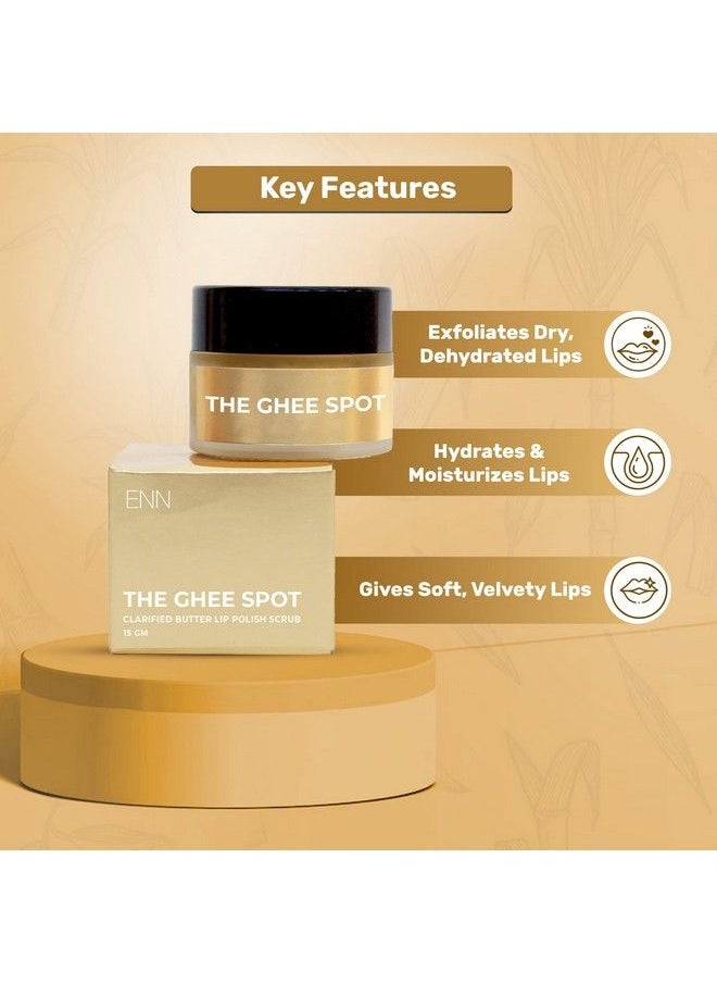 ENN - The Ghee Spot Ghee Lip Polish Scrub ; Lightening ; Ultra Hydrating ; Removes Dead Skin Cells ; Shea Butter ; Almond Oil ; Vitamin E ; Natural ; For Women & Men; 15Gm - Image 1