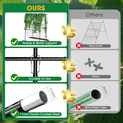MQUPIN Cucumber Trellis for Raised Bed and Garden, 47" H x 31" W U-Shaped Metal Garden Trellis for Climbing Plants with Nylon Netting, Vegetable Support Frame - Image 4