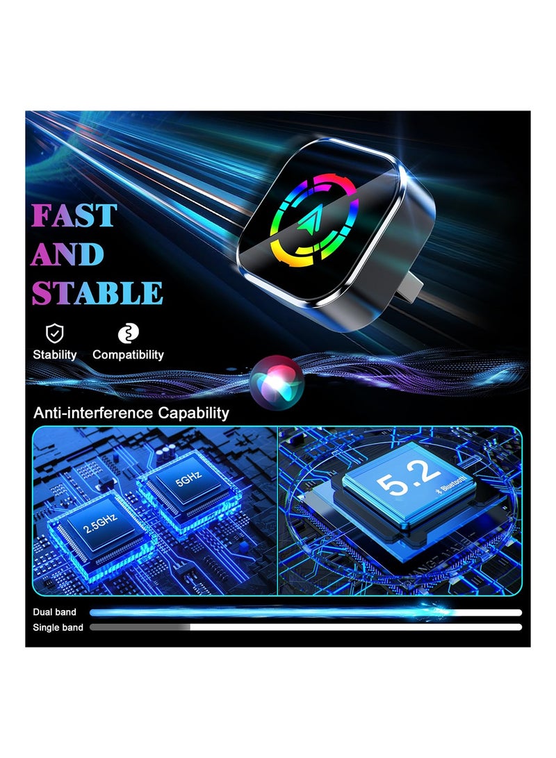 Digisand Wireless CarPlay Adapter Upgraded Wired to Wireless for Apple CarPlay & Android Auto, Mini USB Design Car Play Adapter with Type-C Extension, Plug and Play, Stable Connection & No Latency - Image 3