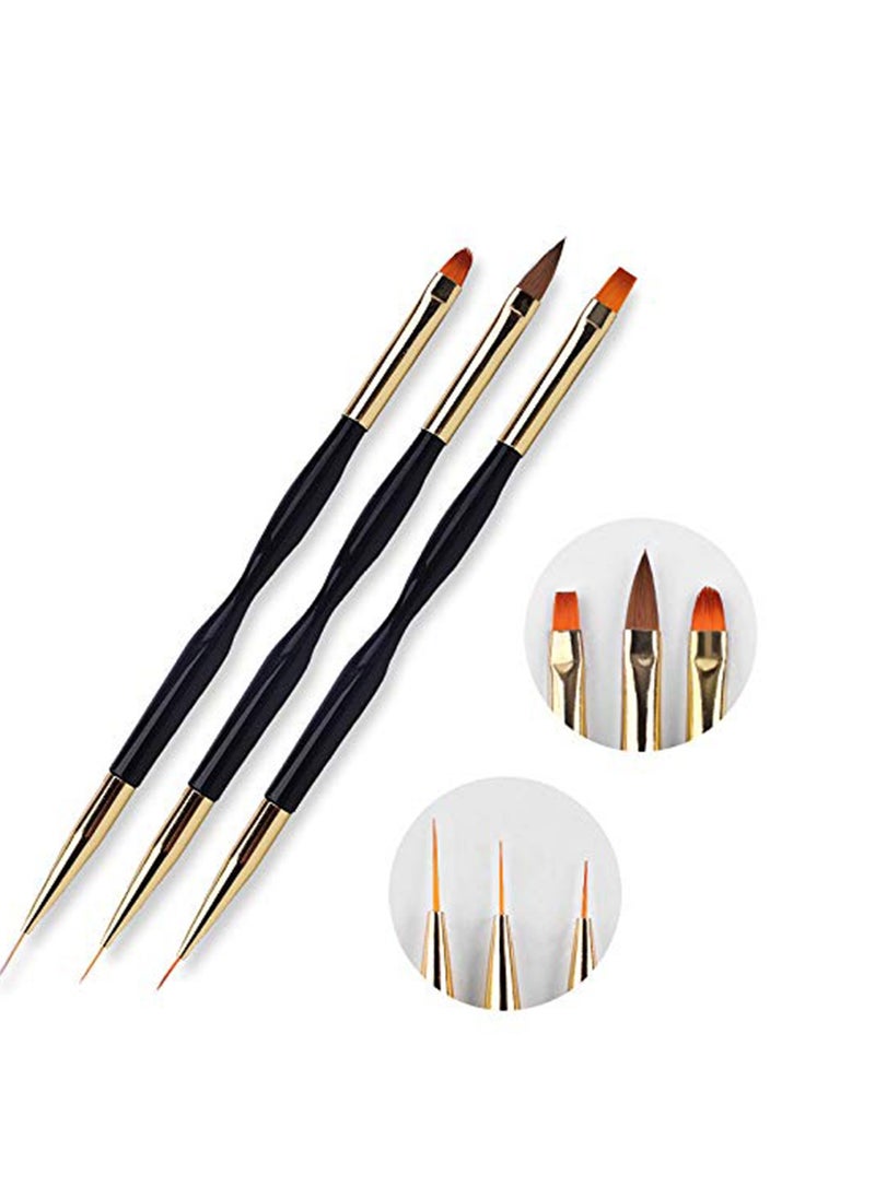 Generic - Nail Pen, Nail Drawing Pen, Dual End Nail Art Pen Brush Acrylic Round Flat Painting Drawing Liner Nail Tools, Drawing Flower Pen, Durable, Easy to Clean, Nail Brush, High Quality 3 Pcs - Image 1