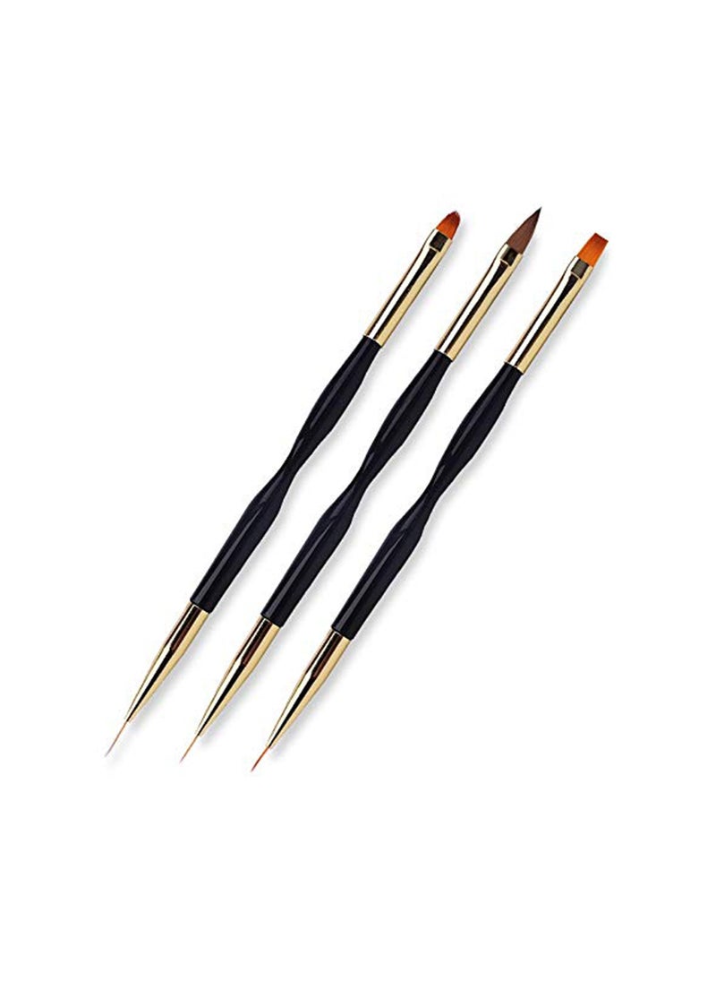 Generic - Nail Pen, Nail Drawing Pen, Dual End Nail Art Pen Brush Acrylic Round Flat Painting Drawing Liner Nail Tools, Drawing Flower Pen, Durable, Easy to Clean, Nail Brush, High Quality 3 Pcs - Image 1
