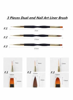 Generic Nail Pen, Nail Drawing Pen, Dual End Nail Art Pen Brush Acrylic Round Flat Painting Drawing Liner Nail Tools, Drawing Flower Pen, Durable, Easy to Clean, Nail Brush, High Quality 3 Pcs  - Image 2