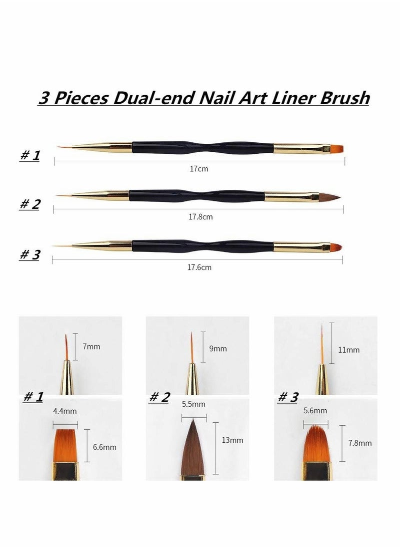 Generic - Nail Pen, Nail Drawing Pen, Dual End Nail Art Pen Brush Acrylic Round Flat Painting Drawing Liner Nail Tools, Drawing Flower Pen, Durable, Easy to Clean, Nail Brush, High Quality 3 Pcs - Image 1