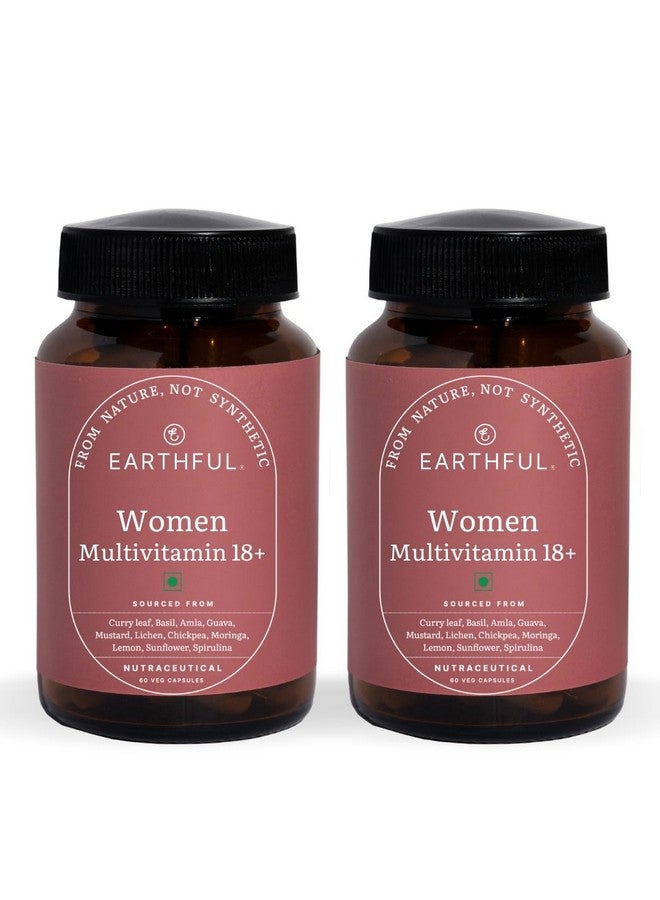 earthful فيتامينات متعددة للنساء من إيرثفول | 100% نباتي، غير صناعي | مع البيوتين، الزنك، فيتامين C، D3 للمناعة، الشعر، البشرة، العظام والرفاهية العامة | 60 كبسولة | عبوة من 2 - Image 1