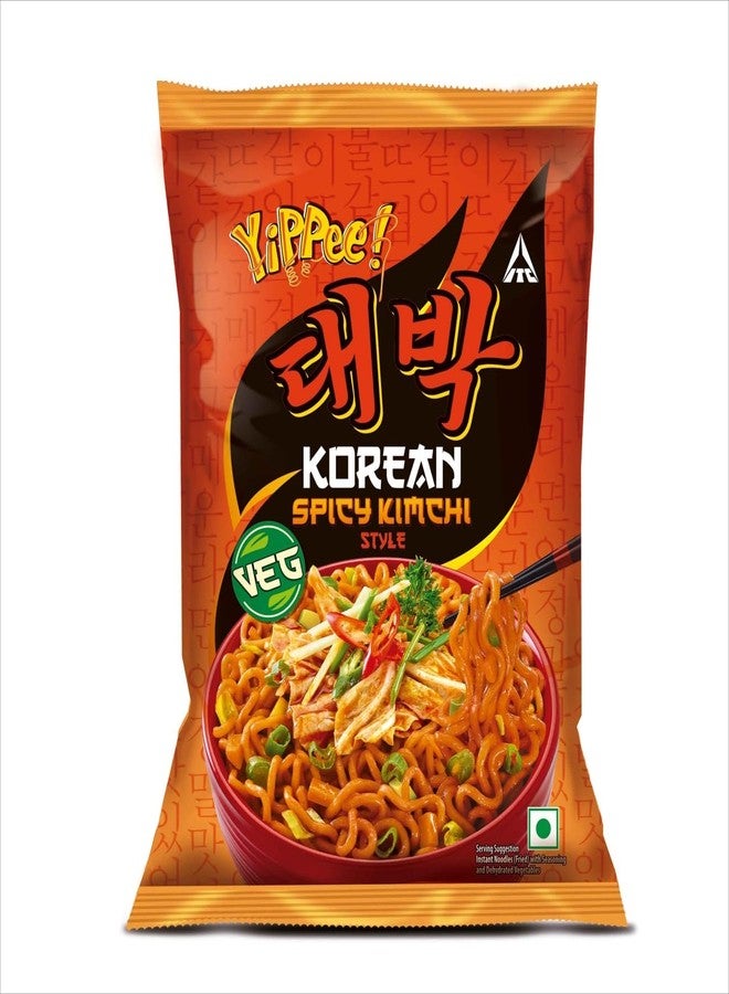 Sunfeast Yippee! Korean Spicy Kimchi Style, Veg Korean Noodles, Long Non-Sticky Noodles with 5 Added Vegetables, 80g - Image 1
