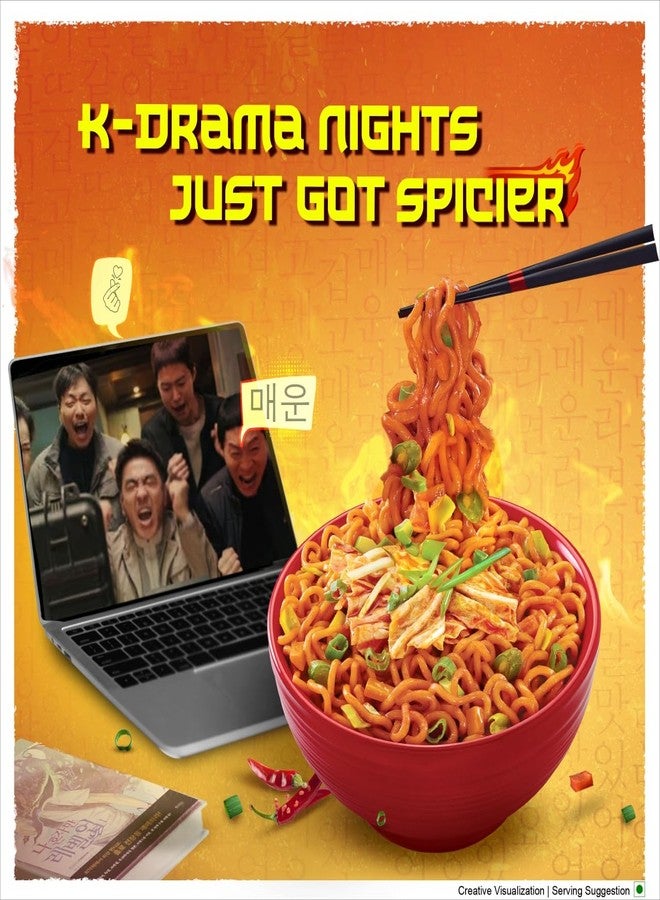 Sunfeast Yippee! Korean Spicy Kimchi Style, Veg Korean Noodles, Long Non-Sticky Noodles with 5 Added Vegetables, 80g - Image 2