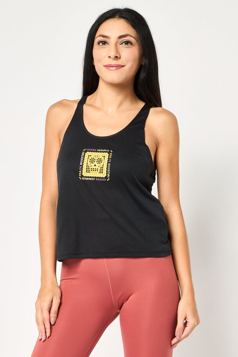 UNDER ARMOUR Women Loose Fit Sleeveless Training Tank Top, Black - Image 1