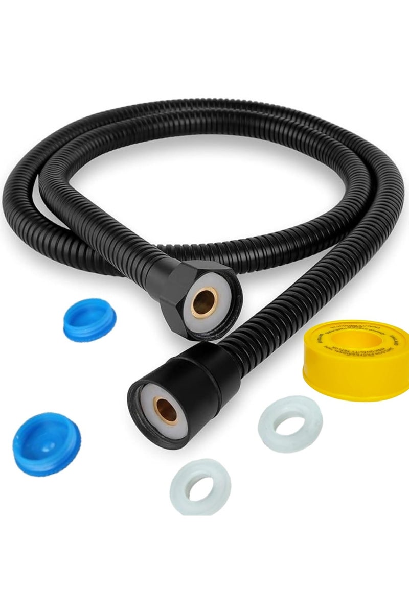 إيتافا خرطوم دش من الفولاذ المقاوم للصدأ باللون الأسود المطفي بطول 150 سم مع شريط تفلون | خرطوم مرن مطلي كهربائيًا مع وصلات نحاسية – للاستخدام في الحمام وغسل الحيوانات والتنظيف - Image 1