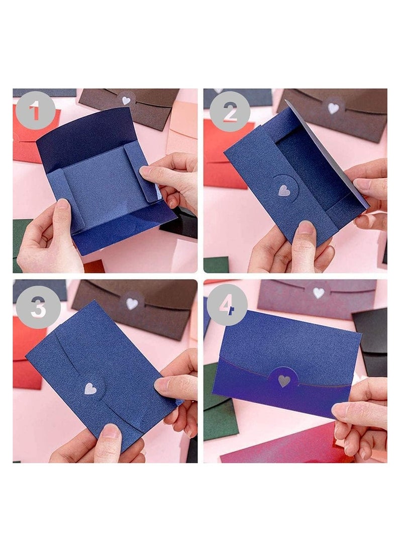 KASTWAVE 20 Pieces Gift Card Envelopes Set Pearlescent and Kraft Paper Mini Envelopes with Bronzing Heart Clasp - Image 4