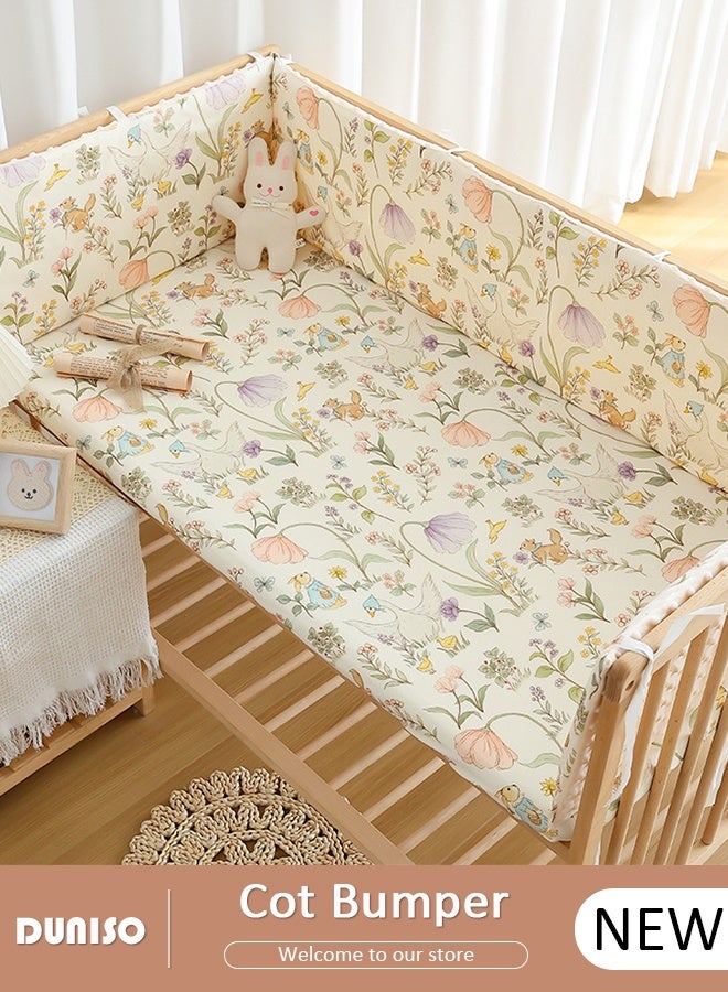 DUNISO Cot Bumper, Crib Bumper, Breathable Mesh Cot Liner, Crib Rail Cover, Baby Boys Girls Nursery Breathable Crib Bed Liner Bumper Baby Crib Rail Cover Protector Guard Padded Cot Rail Wrap for Side Front Rails - Image 1