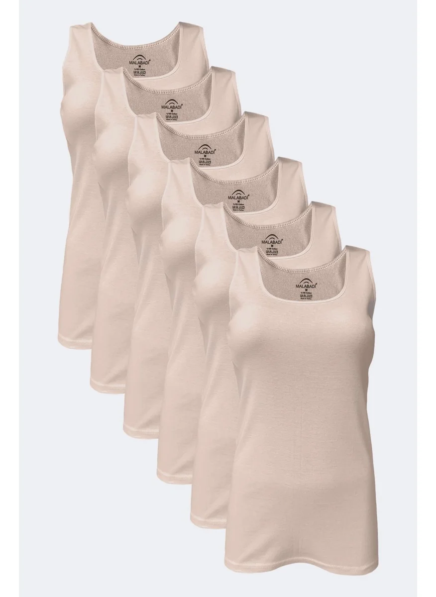 Malabadi Women's Ten 6 Pack 100% Cotton Rib Thick Strap Undershirt 106-E