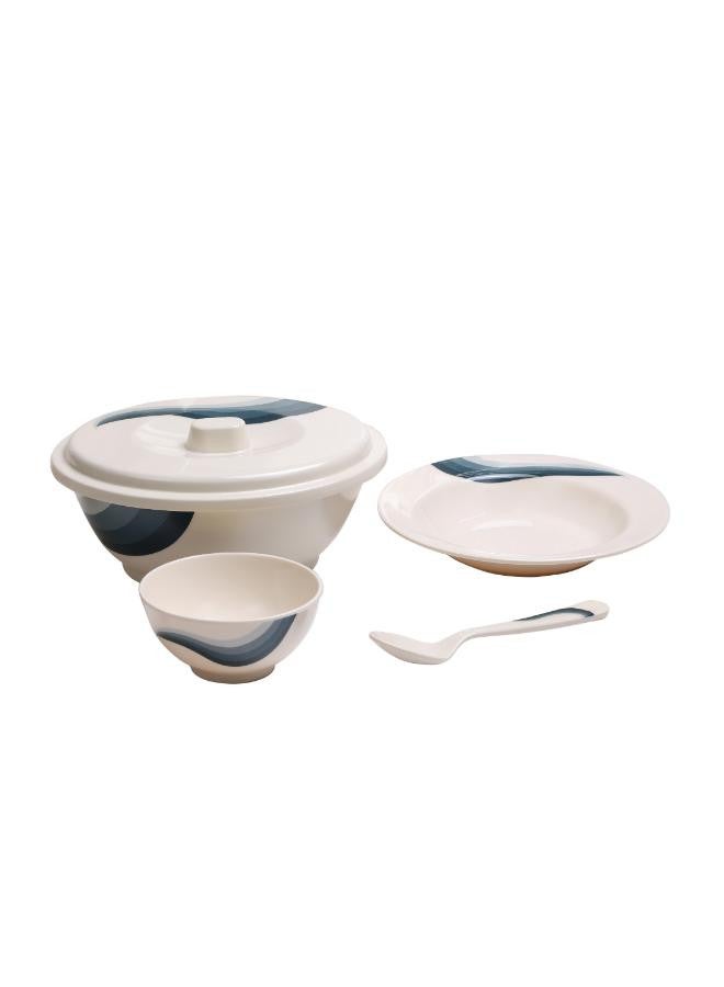 Royalford 40-Piece Melamine Dinner Set | Durable, Food-Grade & Break-Resistant Tableware | Ideal for Breakfast, Lunch & Dinner | Perfect for Home, Parties, Catering, Hotels & Restaurants Beige/Green - Image 4