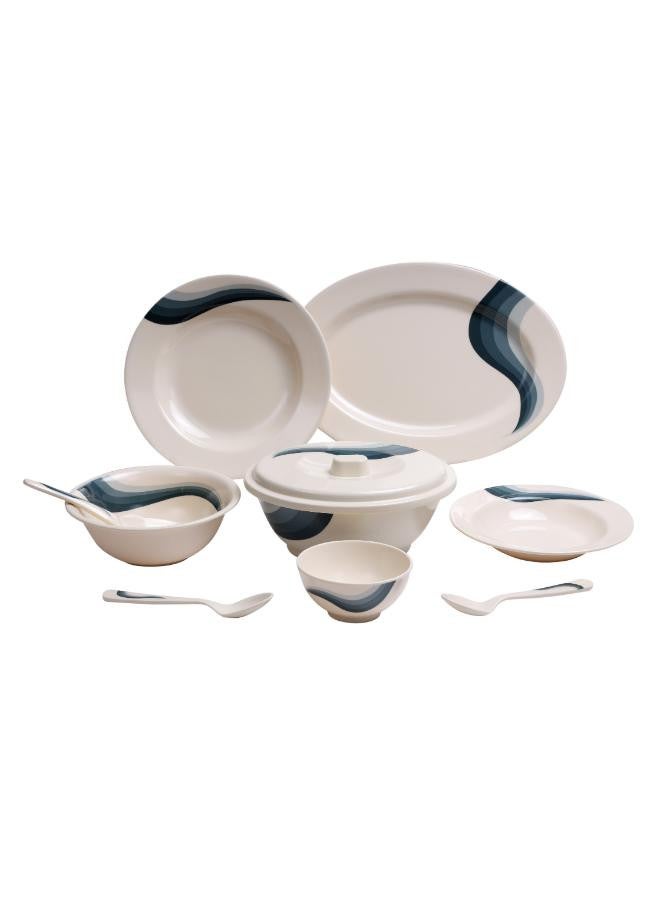 Royalford 40-Piece Melamine Dinner Set | Durable, Food-Grade & Break-Resistant Tableware | Ideal for Breakfast, Lunch & Dinner | Perfect for Home, Parties, Catering, Hotels & Restaurants Beige/Green - Image 2